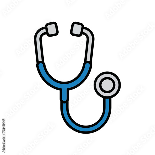 Blue stethoscope checks patients in medical illustration