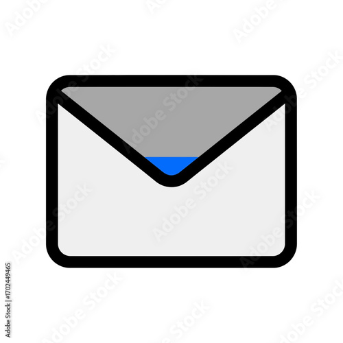 Envelope icon displays message notification on white