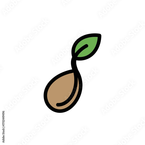 Emerging seedling sprouts leaf simple isolated design