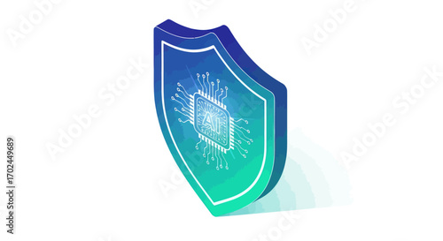 Digital Security Shield with Integrated Microchip.