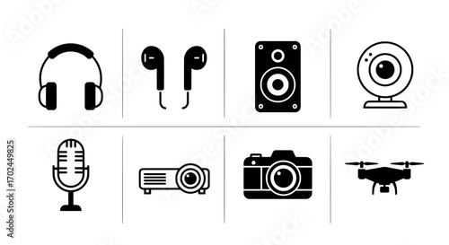 Media and Communication Tools Icon Set