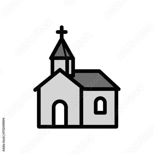 Religious building icon displays facade daytime illustration