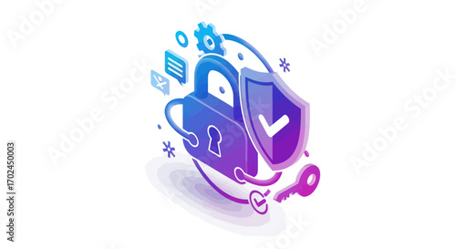 Secure Data Protection: Padlock and Shield Icon.