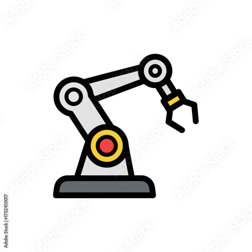 Robotic arm extends grabs in manufacturing plant production