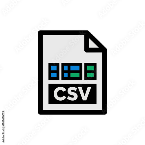 File icon displays data representing csv format white background