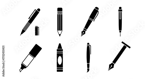 Writing and Drawing Tools Icon Set