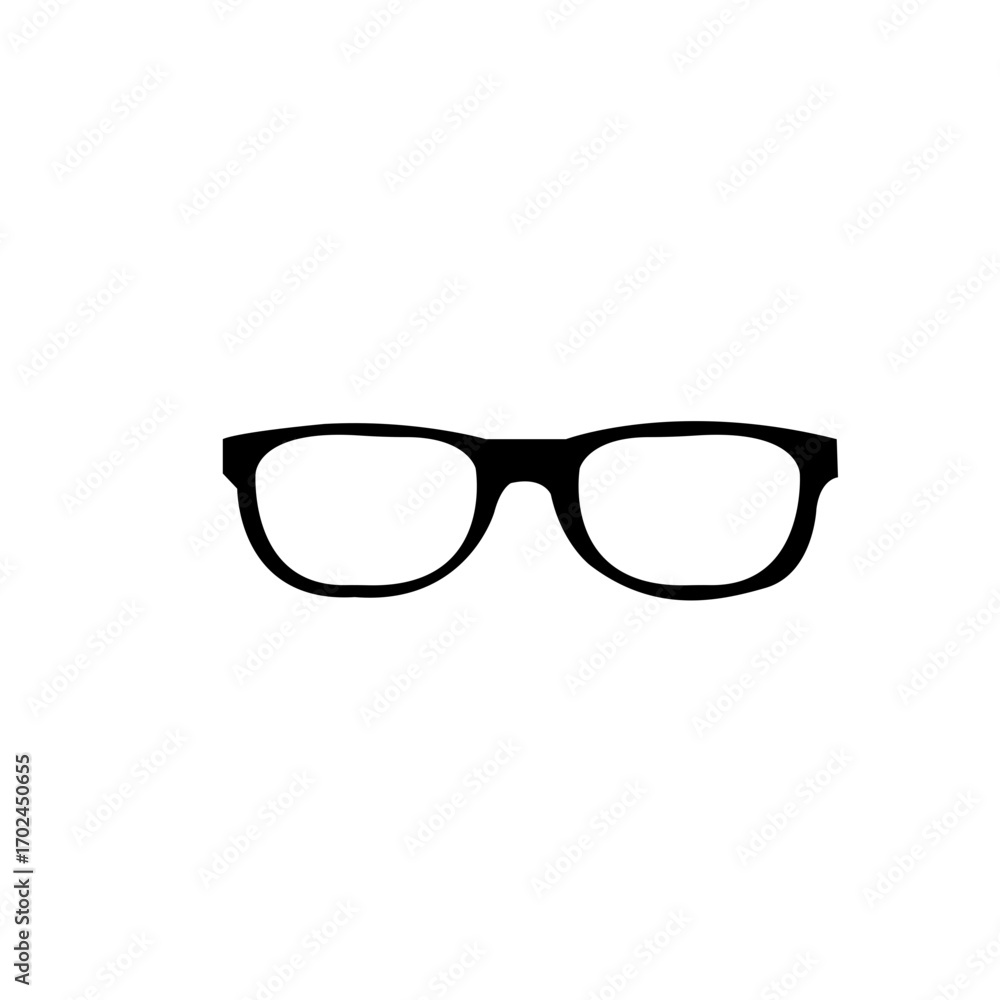 Fototapeta premium This clean, minimalist graphic depicts a pair of black eyeglasses.