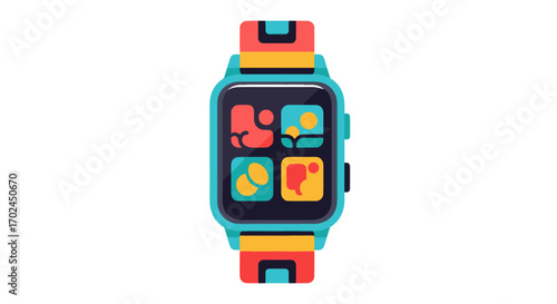 Colorful Smartwatch with Multifunctional Interface.