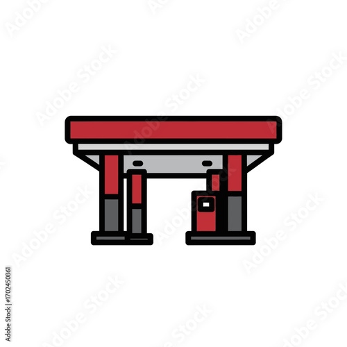 Red station supplies fuel modern minimalist style isolated