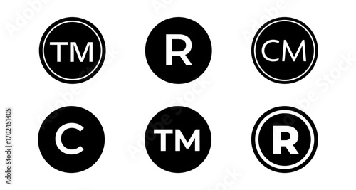 Trademark and copyright symbols in modern circular design