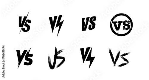 Creative variations of vs symbol with bold and dynamic typography