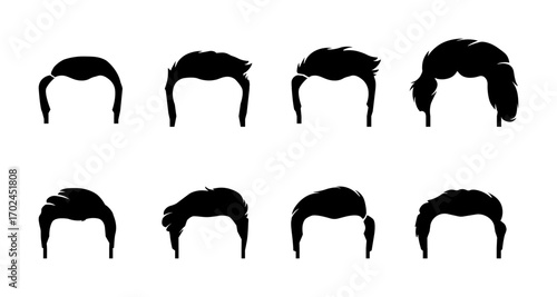 Set of silhouette men's hairstyles