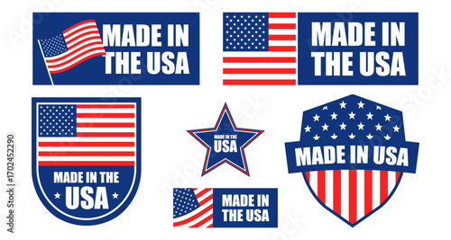 Made in the usa emblems featuring american flag designs