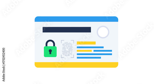 Secure Digital ID Card with Padlock and Fingerprint for Data Protection.
