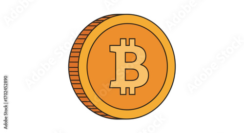Golden Bitcoin Cryptocurrency Coin Digital Money Illustration.