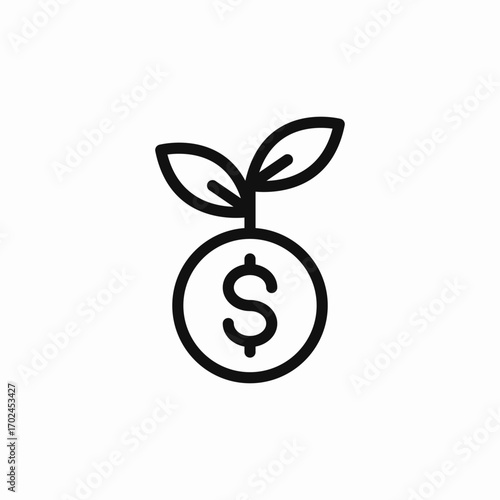 money plant growth icon sign vector