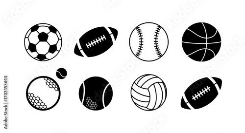 Diverse Sports Ball Icons Collection
