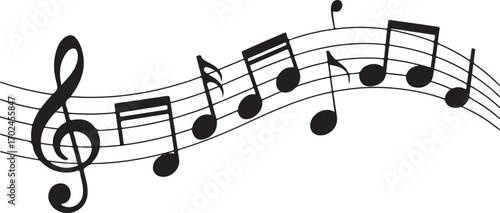 Musical Notes Treble Clef Melody Staff Sheet Music Score Composition Harmony