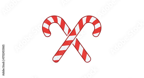 Two Crossed Red and White Striped Candy Canes.