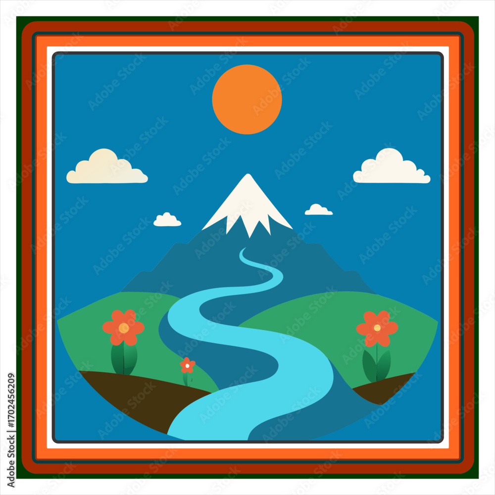 Fototapeta premium Vector art illustration of a beautiful landscape
