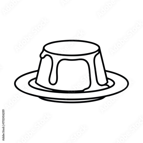 Pudding dessert outline icon vector illustration. Great for food, cafe, and sweet dessert themes.