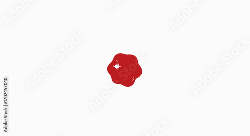 Red Wax Seal with Irregular Edges and a Small White Dot.