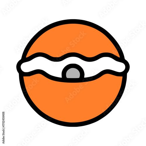 Captivating orange donut with white icing and grey center, perfect for food blogs and creative projects.