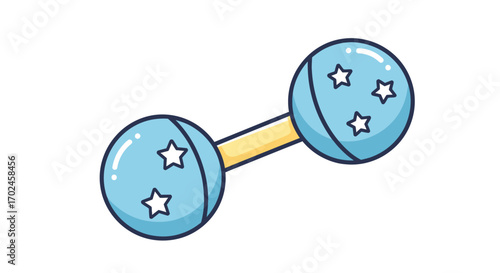 Cute blue baby rattle with star decorations.