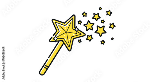 Golden Star Magic Wand with Sparkles.