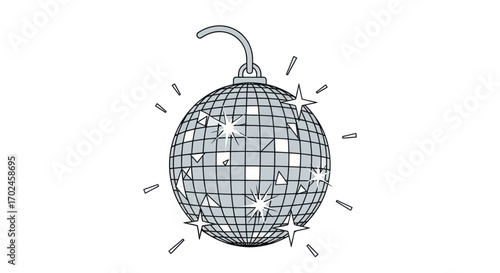 Retro Disco Ball with Sparkling Lights and Hanging Hook.