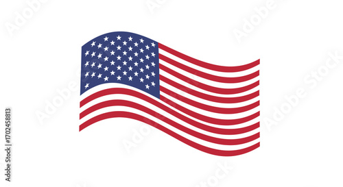 Waving American Flag with Stars and Stripes.