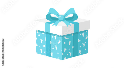 Light Blue Gift Box with White Lid and Bow.
