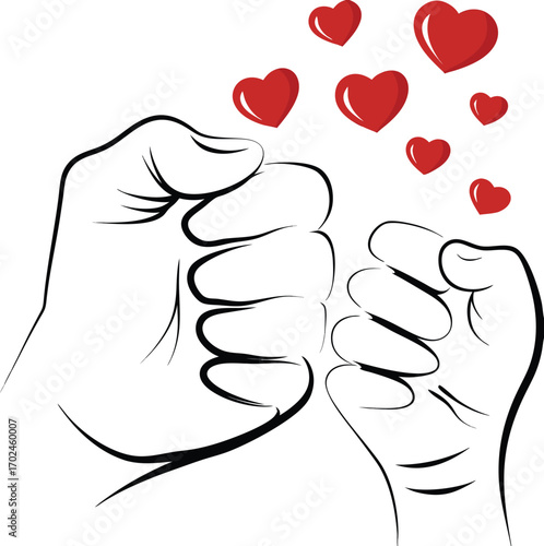 Clean vector illustration of two fists bumping together in solidarity and agreement