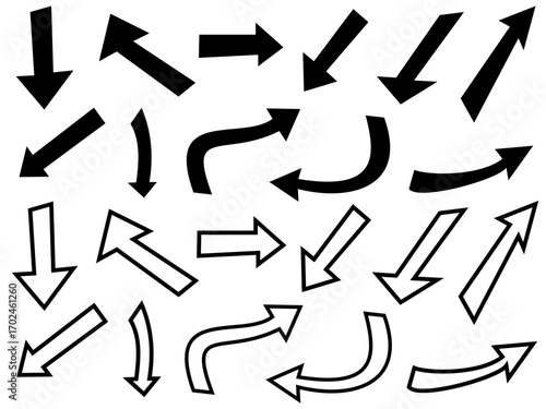 Set of vector black arrows on isolated white. different kinds of arrow symbol indicator for your various projects.