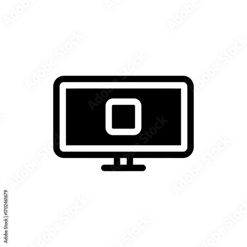 Black monitor displays square centrally digitally
