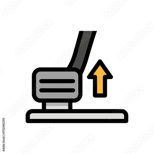 Vehicle pedal rises upward with yellow arrow illustration