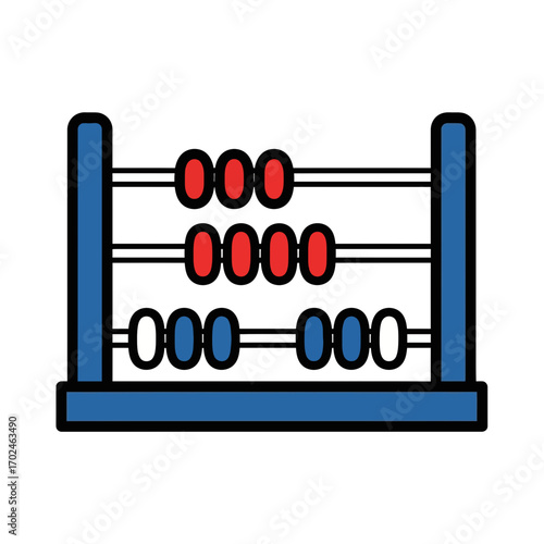 Colorful abacus counts numbers on white background illustration