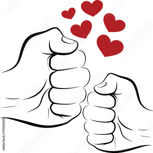 Adult fist bumping another fist in a celebratory gesture illustration for banners