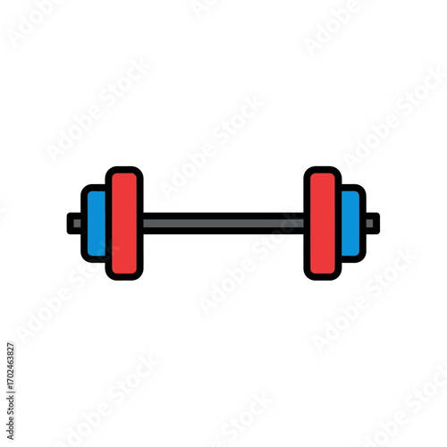 Colorful dumbbell depicts fitness object white background exercise