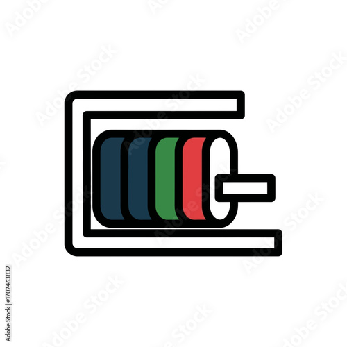 Colored threads align textile setup simplistic view graphic