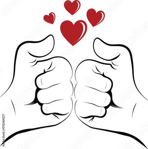 Dynamic silhouette of two fists clashing in a powerful gesture