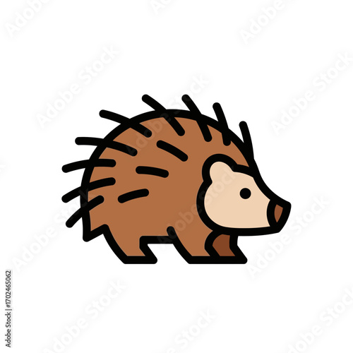 Cartoon hedgehog poses isolated minimalist clean drawing