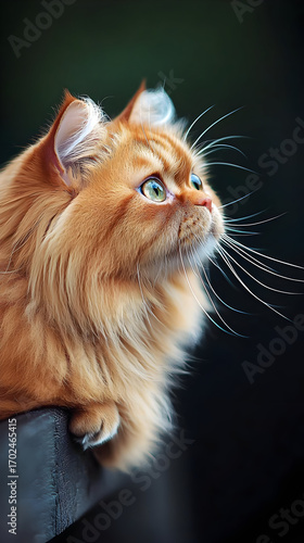 Orange Persian Cat Profile Portrait