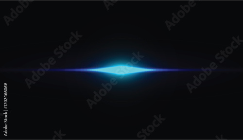 Blue laser light lines. lens flare light effect, shiny light beam technology black background, modern blue horizontal speed lines vector design.
