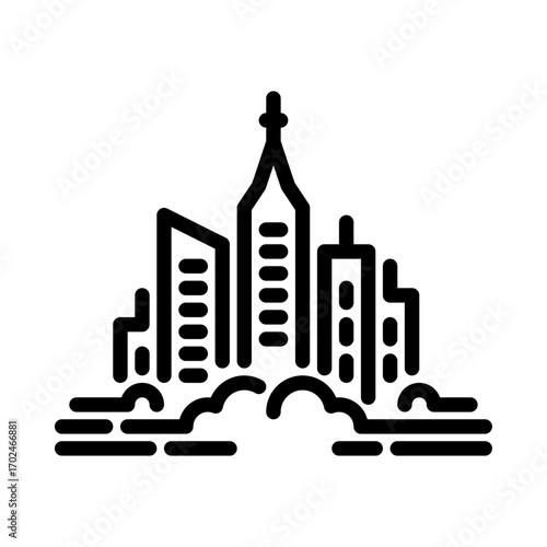 city tower outline icon. High city black line illustration.