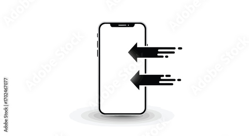 Vector illustration of smartphone with arrows indicating data transfer or synchronization