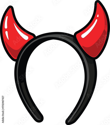 Cartoon devil horns headband isolated on a clean white backdrop