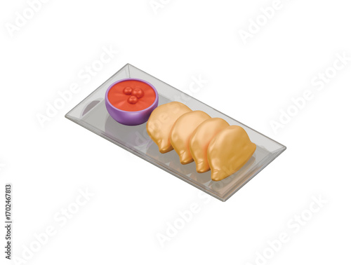 gyoza icon 3d illustration render