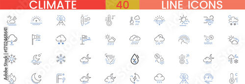 Climate line icons set weather forecast meteorology environment icons vector