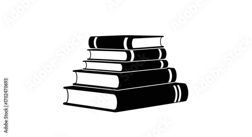 Stack of Black and White Books Educational Material.